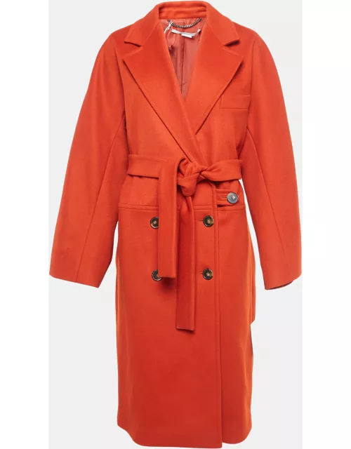 Stella McCartney Orange Wool Double Breasted Trench Coat