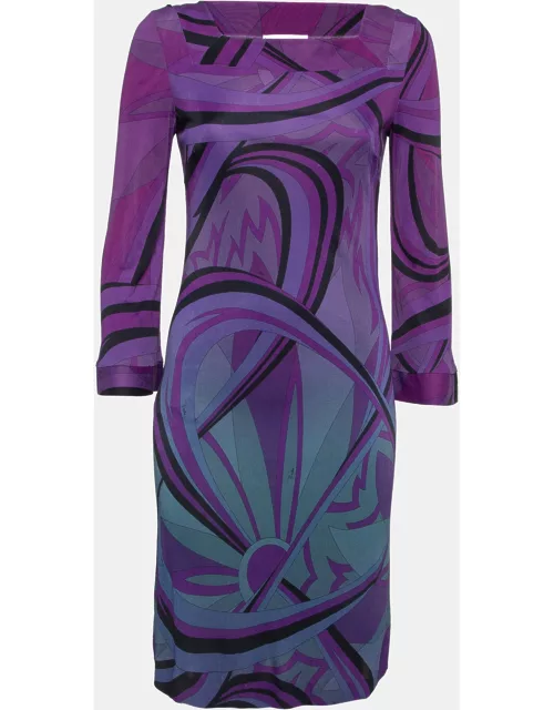 Emilio Pucci Multicolor Print Jersey Long Sleeve Dress