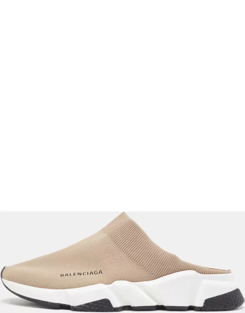 Balenciaga Light Brown Knit Fabric Speed Mule Sneaker
