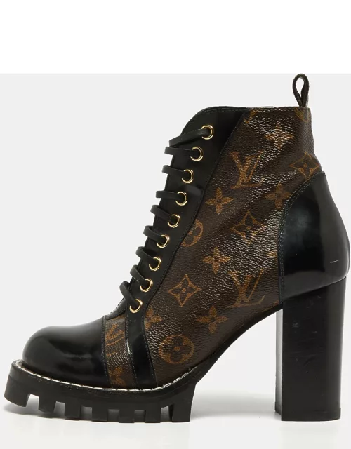 Louis Vuitton Brown Canvas and Patent Star Trail Ankle Boot