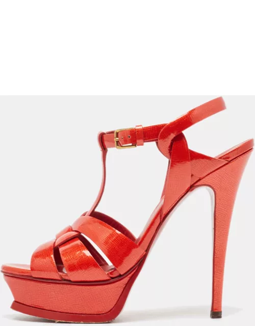 Yves Saint Laurent Red Patent Leather Tribute Sandal