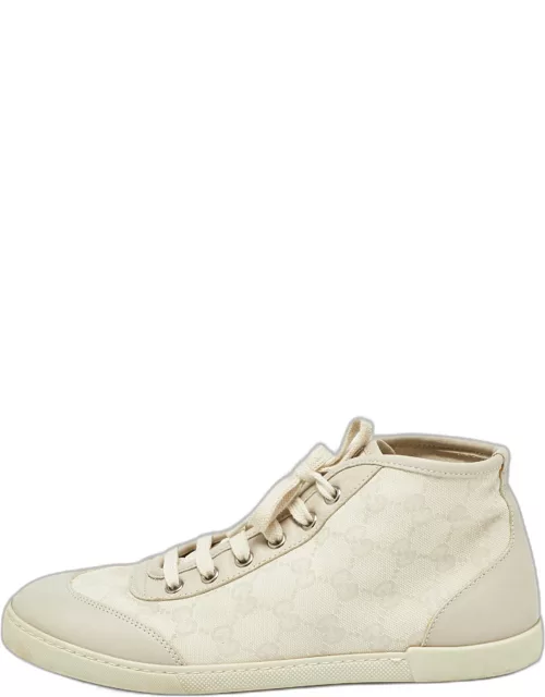 Gucci Two Tone GG Canvas and Leather High Top Sneaker