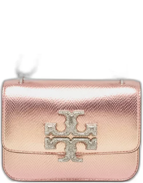 Tory Burch Metallic Peach Snakeskin Embossed Leather and Suede Small Eleanor Crystals Bag