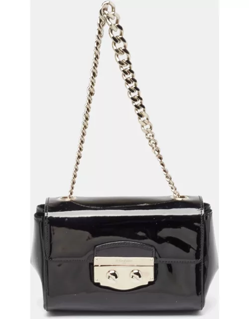Yves Saint Laurent Black Patent Leather Pushlock Flap Chain Bag
