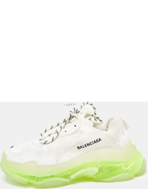 Balenciaga White Faux Leather and Mesh Triple S Clear Sneaker