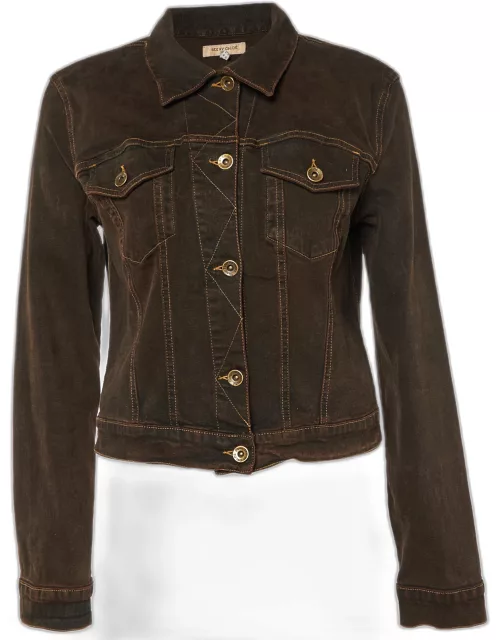 See by Chloe Brown Denim Button Front Jacket