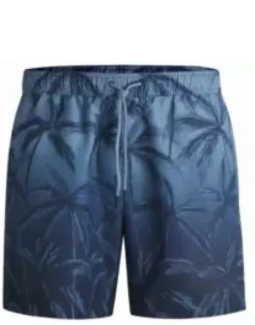 Quick-dry swim shorts with seasonal print- Dark Blue Men's Swim Short