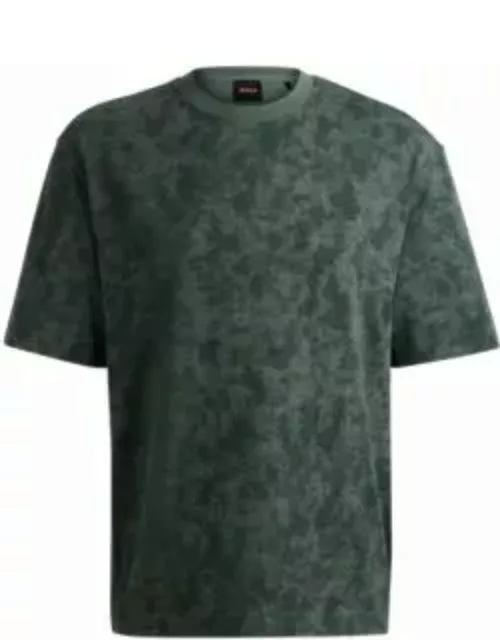 Cotton-jersey T-shirt with all-over seasonal print- Light Green Men's T-Shirt