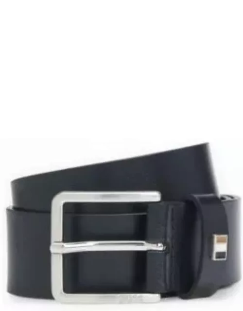 Italian-leather belt with signature-stripe keeper trim- Dark Blue Men's Business Belt
