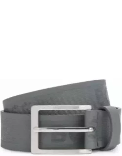 Italian-leather belt with brushed silver hardware- Grey Men's Casual Belt