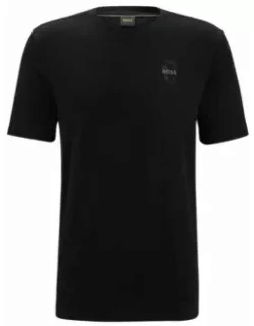 Cotton-jersey regular-fit T-shirt with carabiner artwork- Black Men's T-Shirt