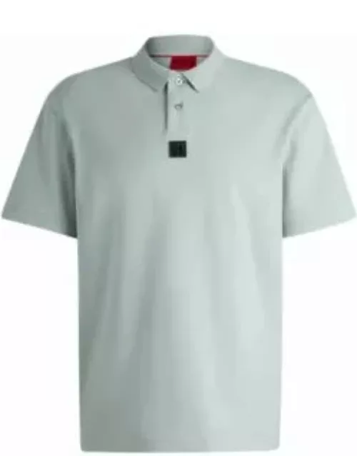 Interlock-cotton polo shirt with stacked logo- Light Grey Men's Polo Shirt