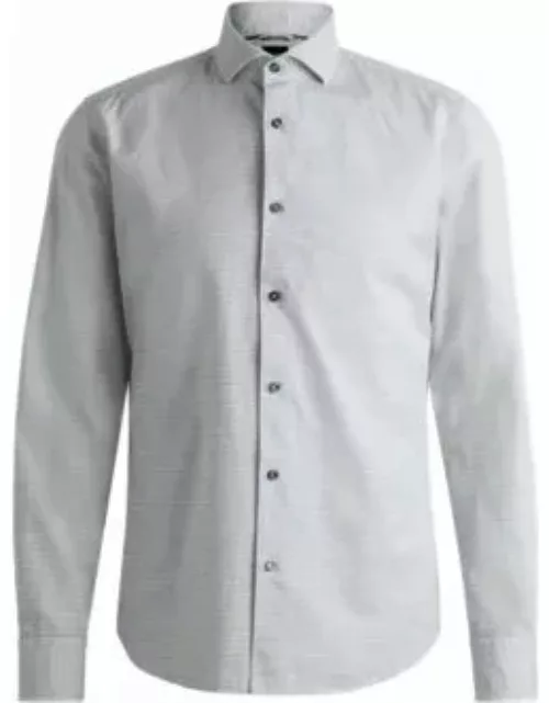 Casual-fit shirt in structured cotton with spread collar- Light Green Men's Shirt