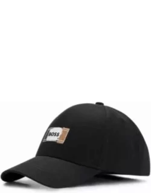 Cotton-twill cap with signature logo print- Black Men's Accessorie