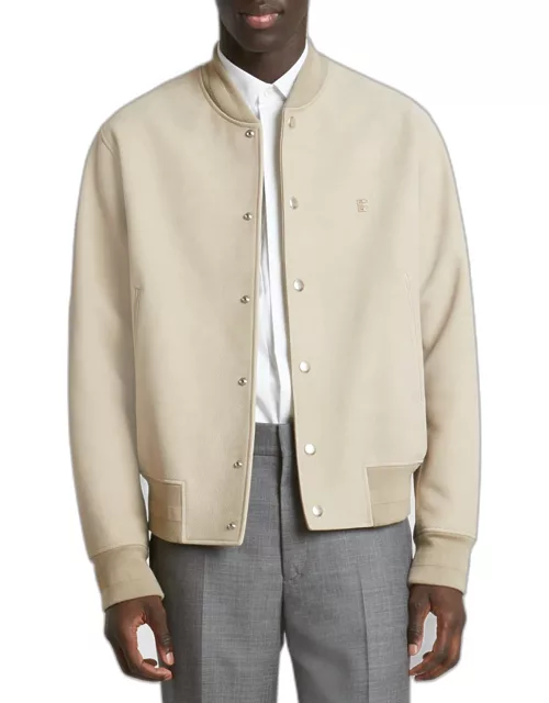 Men's Tonal Leather Varsity Jacket