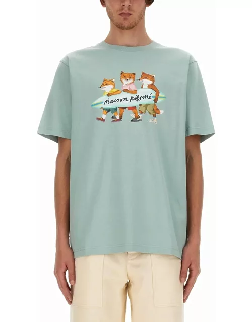 Maison Kitsuné surfing Foxes T-shirt