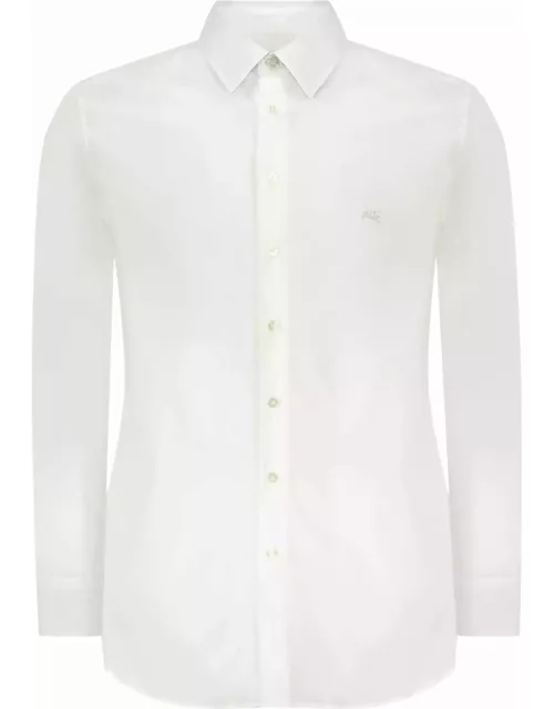 Etro White Shirt With Embroidered Logo And Printed Undercollar