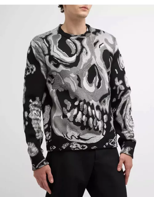 Men's Wax Floral Skull Jacquard Sweater