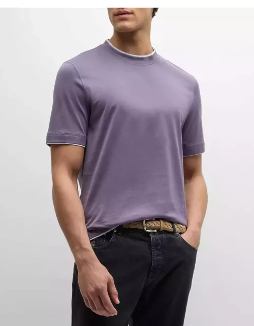Men's Cotton Crewneck T-Shirt with Tipping