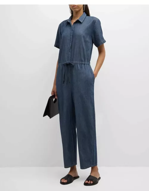 Cropped Organic Cotton Twill Jumpsuit