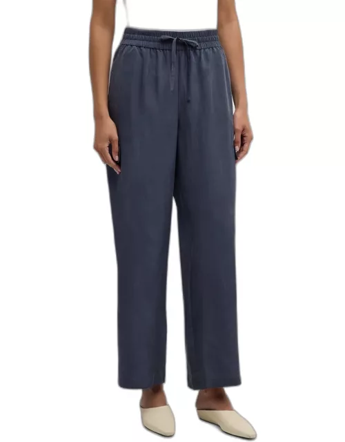 Cropped Washed Silk Cargo Pant