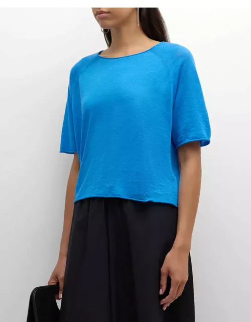 Raglan-Sleeve Organic Linen-Cotton Pullover