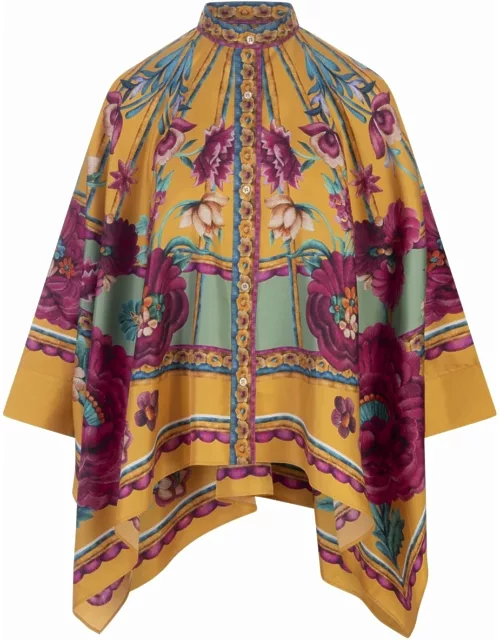 La DoubleJ Zodiac Placée Marigold Foulard Shirt In Silk Twil
