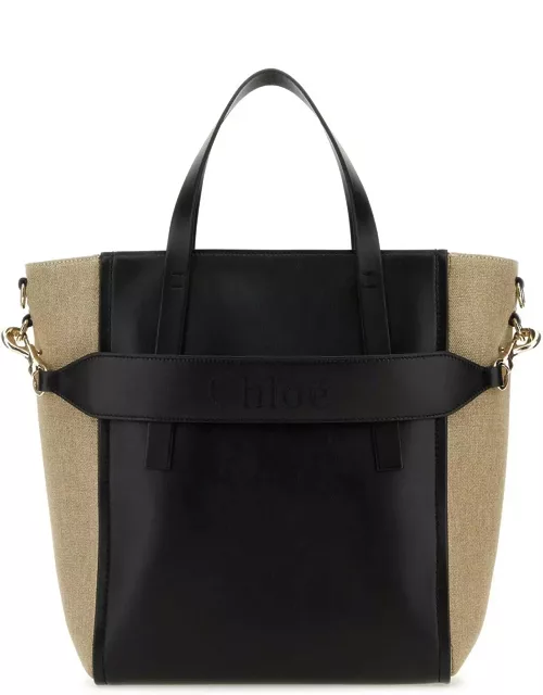 Chloé Two-tone Canvas And Leather Medium Sense Shopping Bag