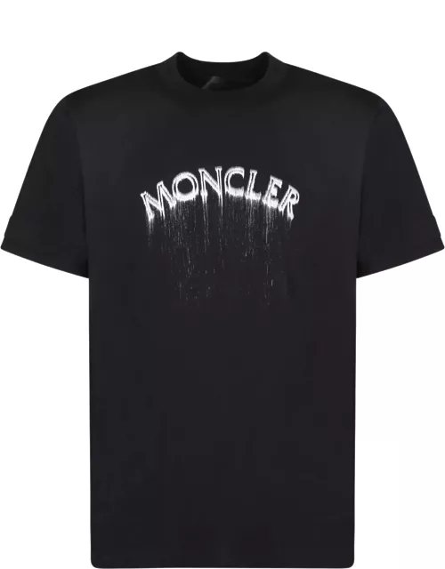 Moncler Powder Effect Black Logo T-shirt
