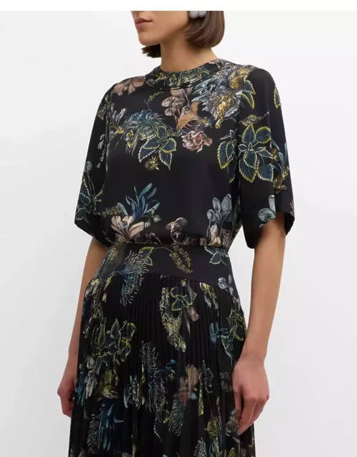 Forest Floral Short-Sleeve Top