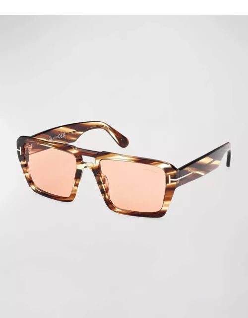 Men's Redford Photochromic Acetate Rectangle Sunglasse