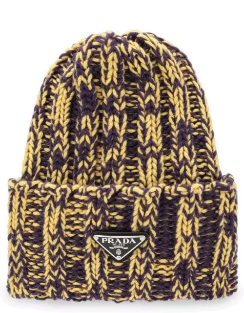 Prada Violet/yellow Wool And Cashmere Hat