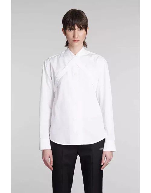 Off-White Cross-collar Curved Hem Shirt