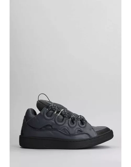 Lanvin Curb Sneakers In Grey Leather