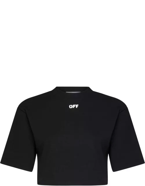 Off-White Off Stamp Ribbed Cropped T-shirt