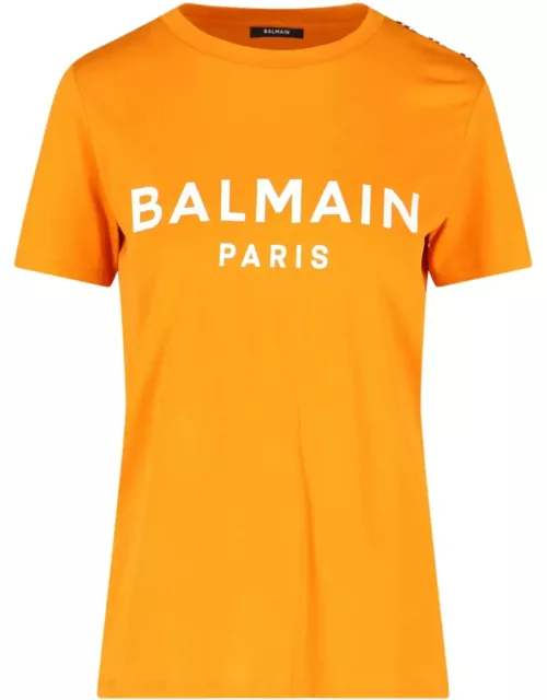 Balmain Logo Print Embellished T-shirt