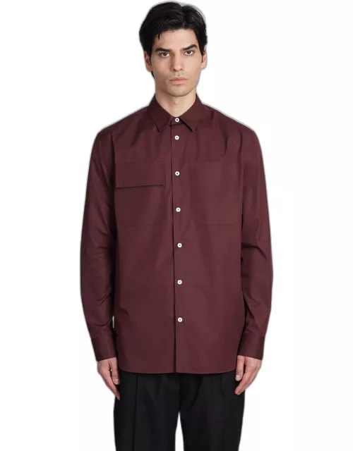 Jil Sander Shirt In Bordeaux Cotton