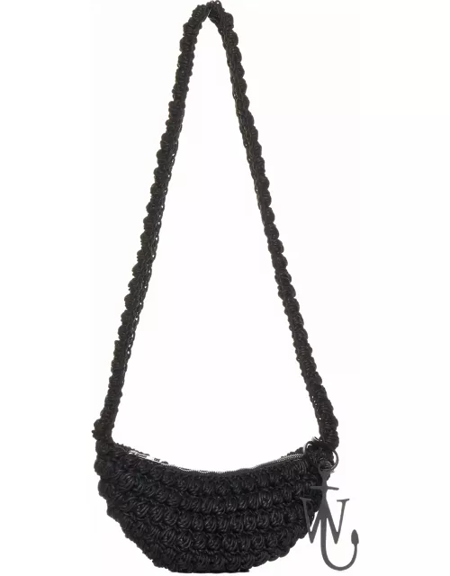 J.W. Anderson Black Knit Popcorn Sling Crossbody Bag