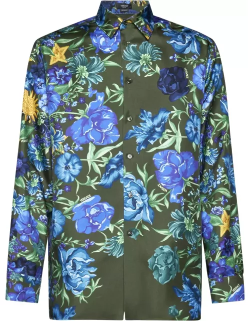 Versace Multicolor Floral Print Shirt
