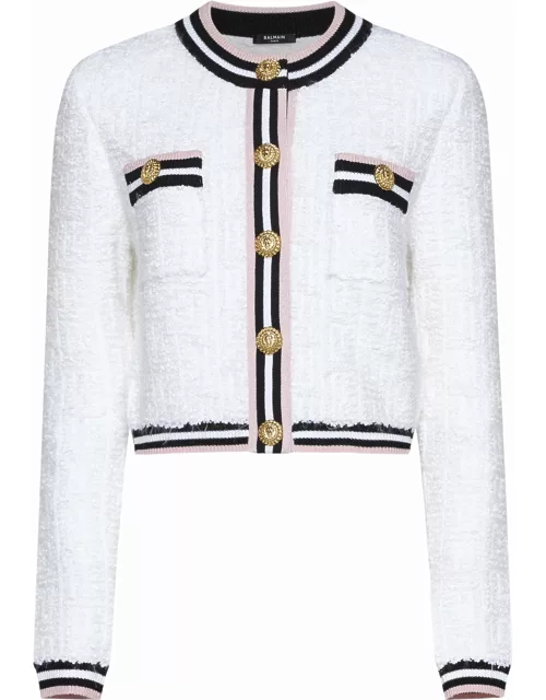 Balmain Buttoned Rnd Collar Maze Monogram Jacket