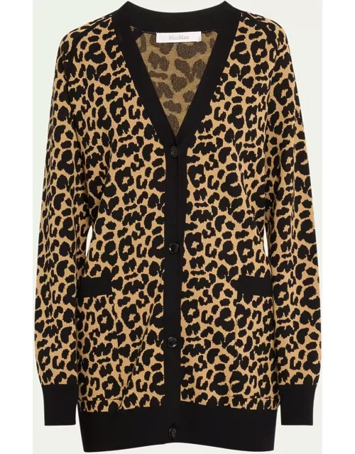 Tenore Leopard Print Knit Cardigan