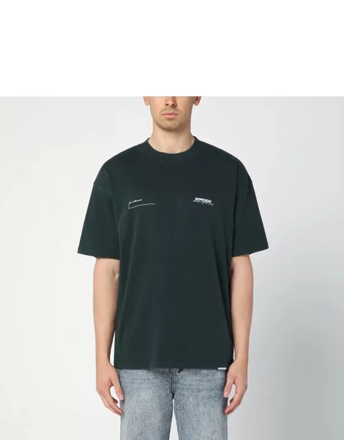 Forest green cotton T-shirt with logo