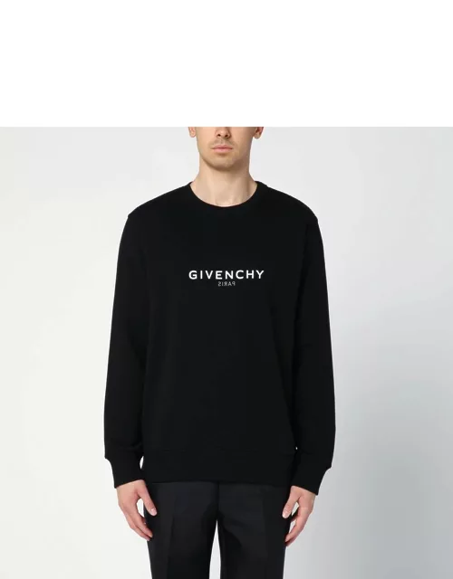 Black Reverse cotton crewneck sweatshirt with logo