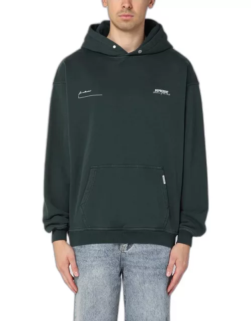 Forest green cotton hoodie with logo