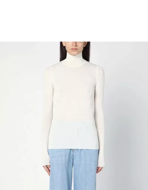 Chalk-white wool turtleneck sweater
