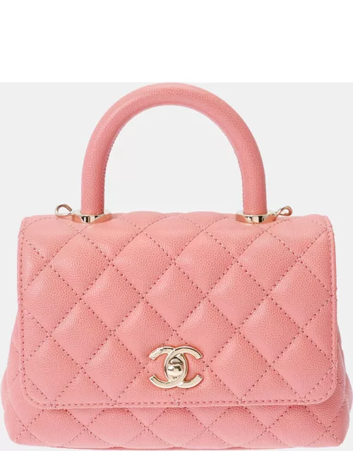 Chanel Pink Leather XS Coco Handle Top Handle Bag