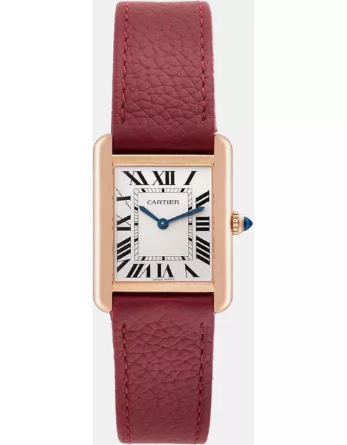 Cartier Tank Solo Silver Dial Rose Gold Steel Ladies Watch 24 m