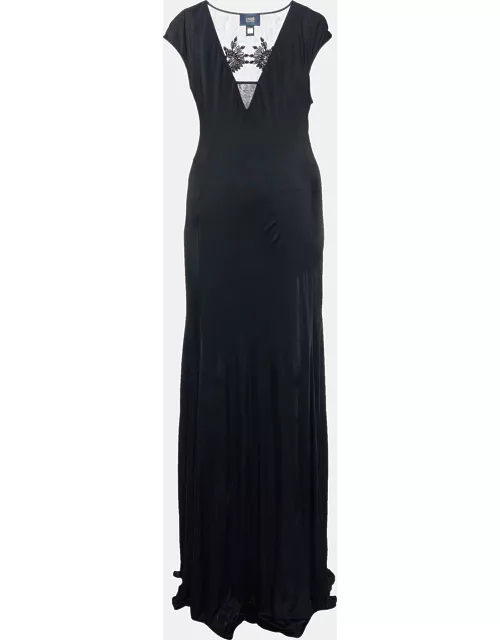 Class by Roberto Cavalli Black Jersey Embellished Sleeveless Maxi Dress