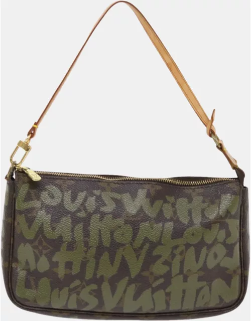 Louis Vuitton Green Canvas Pochette Accessoire clutch bag