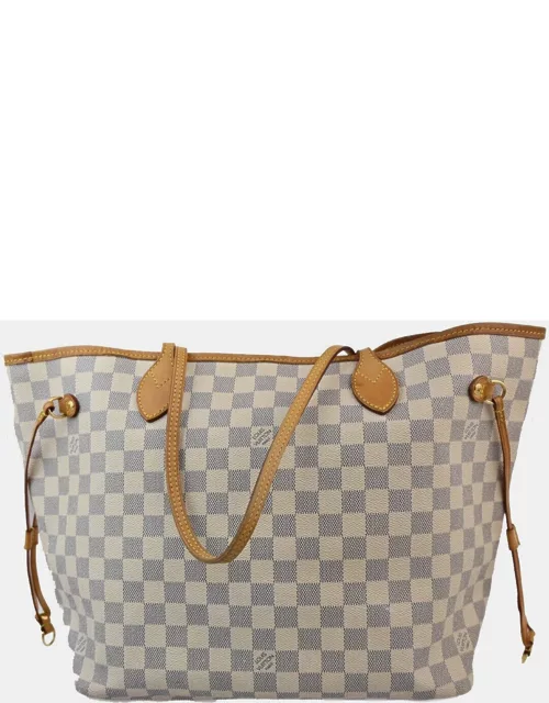 Louis Vuitton White Canvas MM Neverfull Tote bag